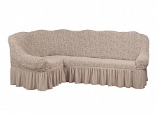 Еврочехлы стрейч на угловой диван Жаккардовые с оборкой цвет KAR 002-10 Tas арт. 645/400.010