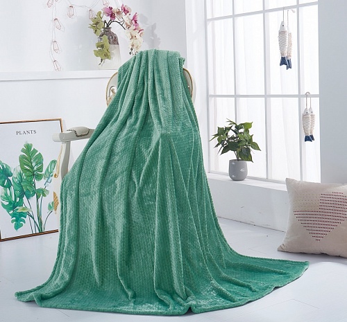 Плед Жаккардовый "Соты-06" цвет Зеленый размер 180х200 арт. 785/180.006