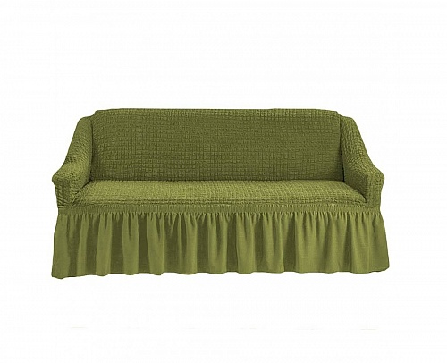 Чехол стрейч на 3-х местный диван с оборкой Цвет Фисташковый арт. 246/110.228