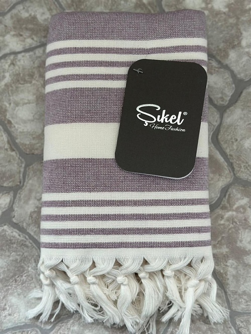 Пляжное полотенце пештемаль 100% хлопок Sultan фиолетовый 100*150