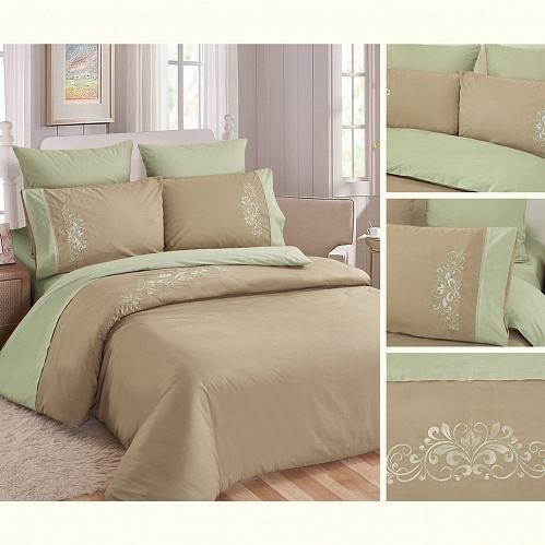 Комплект постельного белья "KARTEKS" перкаль с вышивкой PV-004 размер 1,5 спальный 
