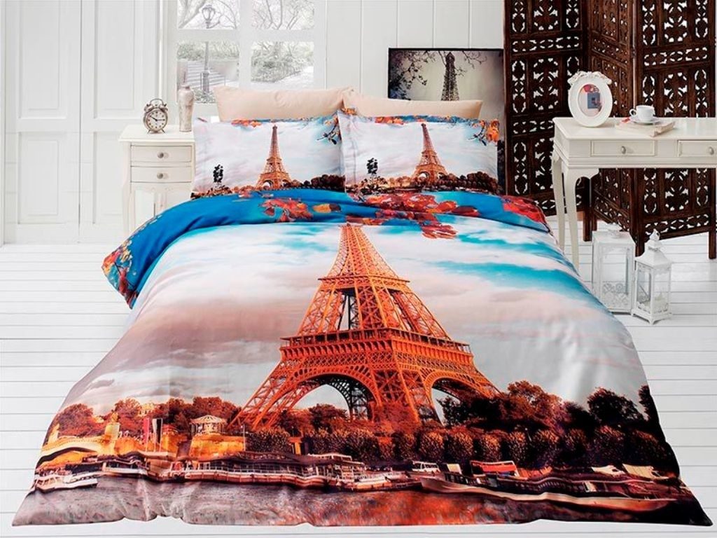 Postelnoe Bele Karven Satin 3d Evro Risunok Paris Ctiy Artikul N 035 Kupit V Internet Magazine Steli Posteli