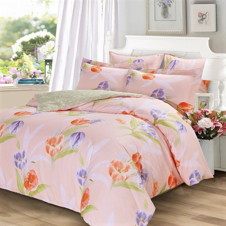 Комплект постельного белья с розовыми тюльпанами