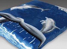 Плед гладкий ворс  "Дельфины" размер 150*200