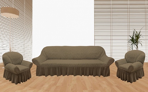 Еврочехлы стрейч на диван и кресла Жаккардовые С/О цвет KAR 016-01 Capicino арт. 786/311.001