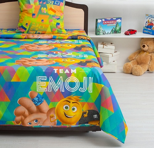 Постельное белье Тейковский бязь Emoji movie Команда Эмоджи 8910/8911 вид1 1,5 спальный
