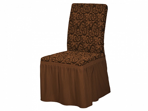 Чехлы Жаккардовые стрейч на стулья с оборкой 6 шт цвет Venzel 01 Кофе арт. 397/506.001
