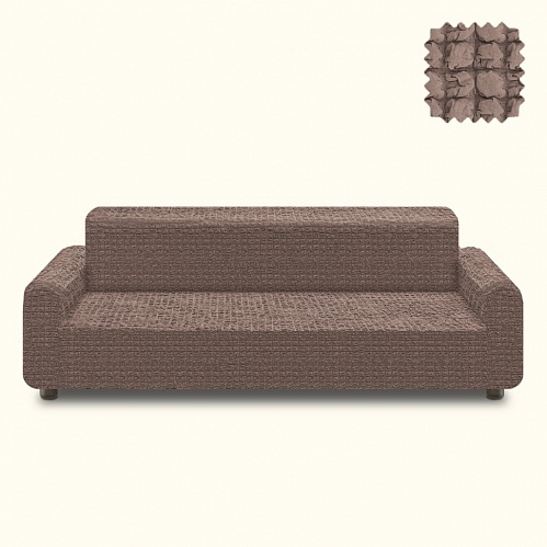 Чехол на 3-х местный диван без оборки Цвет Серо-коричневый 255/110.202