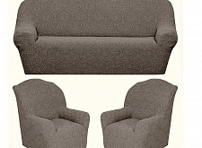 Еврочехлы стрейч на диван и кресла Жаккардовые Б/О цвет KAR 010-11 Vizon арт. 636/311.011