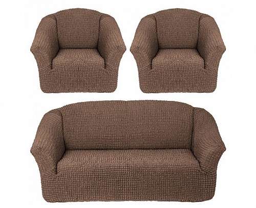 Чехлы стрейч на диван и кресла без оборки Цвет Серо-коричневый арт. 255/311.202