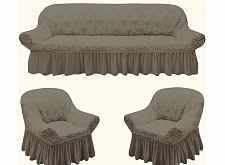 Еврочехлы стрейч на диван и кресла Жаккардовые С/О цвет KAR 017-11 Vizon арт. 787/311.011