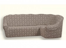 Еврочехол стрейч на угловой диван Жаккардовые без оборки цвет KAR 007-11 Vizon арт. 684/400.011