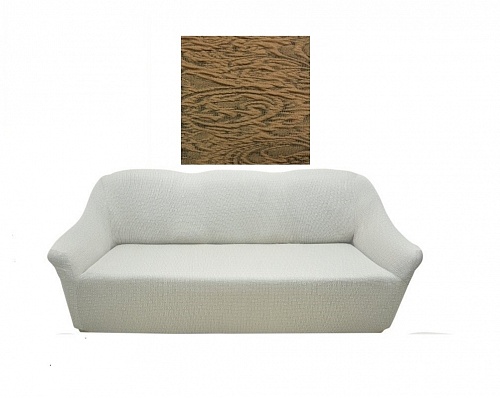 Еврочехол стрейч на диван без оборки Damask цвет Какао арт. 351/110.002