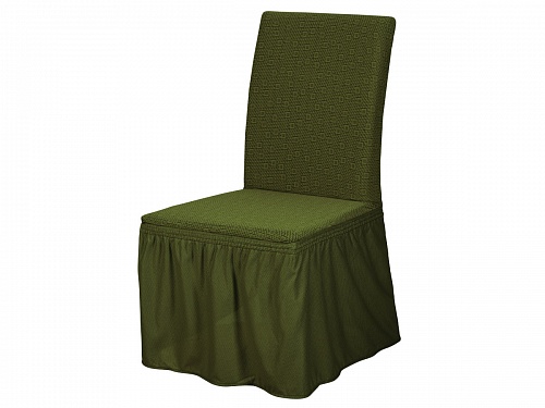 Еврочехлы стрейч на стулья с оборкой 6 шт цвет KAR 005-06 Зеленый арт. 401/506.006