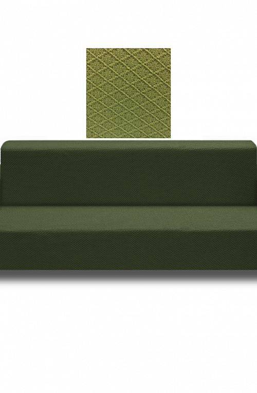 Еврочехол стрейч на диван без оборки и подлокотников Жаккардовые цвет Aras-02 Зеленый арт. 438/110.002