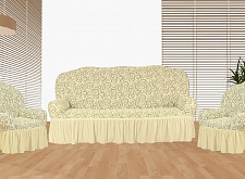 Еврочехлы стрейч на диван и кресла Жаккардовые С/О цвет KAR 014-12 Sampanya арт. 630/311.012
