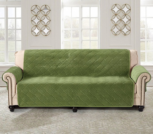 Покрывало антискользящее на диван 180х210см(1шт) + 2 подлокотника 50х70 цвет Зеленый 814/180.5.9