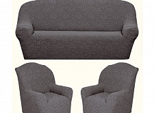 Еврочехлы стрейч на диван и кресла Жаккардовые Б/О цвет KAR 010-04 Gri арт. 636/311.004