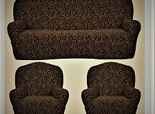 Еврочехлы стрейч на диван и кресла Жаккардовые Б/О цвет KAR 014-07 K.Kahve арт. 640/311.007