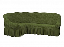 Чехол стрейч на угловой диван Жаккардовые с оборкой цвет KAR 002-09 Yesil арт. 645/400.009
