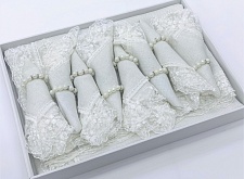 Скатерть Карвен "VIOLA" размер 160*220 кружево и 8 салфеток цвет Молочный артикул М 426