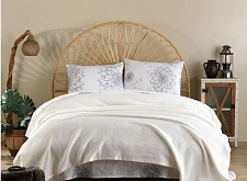 Комплект постельного белья с вафельным покрывалом 100% хлопок DORA-02 размер Евро  945/230.02