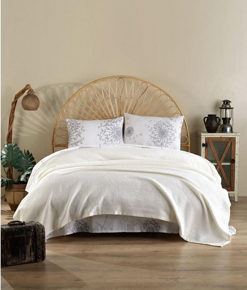Комплект постельного белья с вафельным покрывалом 100% хлопок DORA-02 размер Евро  945/230.02