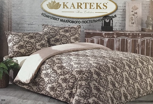 Комплект махрового постельного белья "Дамаск" размер Евро (простыня на резинке) 234/200.21