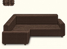 Чехол стрейч на угловой диван без оборки цвет Шоколадный артикул  255/400.201