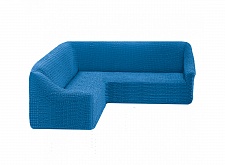 Чехол стрейч на угловой диван без оборки Цвет 226 Голубой арт. 255/400.226