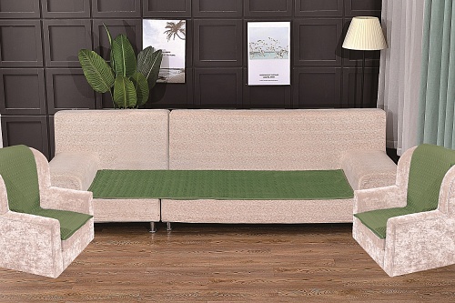 Комплект антискользящих на диван Ромбы 90х210см кресла 90х160см(2шт) Зеленый арт. 815/90.2.9