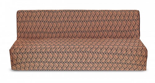 Еврочехол стрейч на диван без оборки и подлокотников Жаккардовые цвет Лист-01 Какао арт. 321/110.001