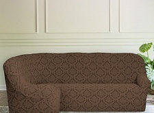 Еврочехол стрейч на угловой диван Жаккардовые без оборки цвет KAR 012-05 A.Kahve арт. 689/400.005