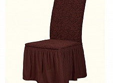 Чехлы Жаккардовые стрейч на стулья с оборкой 6 шт цвет KAR 002-05 Bordo арт. 404/506.005