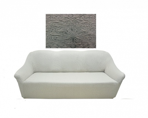 Еврочехол стрейч на диван без оборки Damask цвет Серый арт. 351/110.003