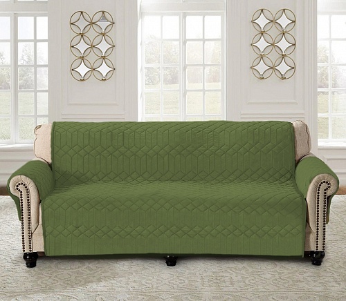 Покрывало антискользящее на диван 180х210см(1шт) + 2 подлокотника 50х70 цвет зеленый арт. 814/180.3.9