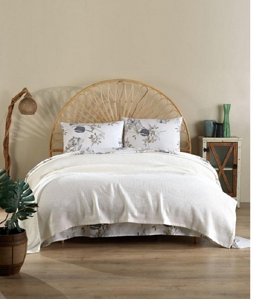 Комплект постельного белья с вафельным покрывалом 100% хлопок DORA-05 размер Евро  945/230.05