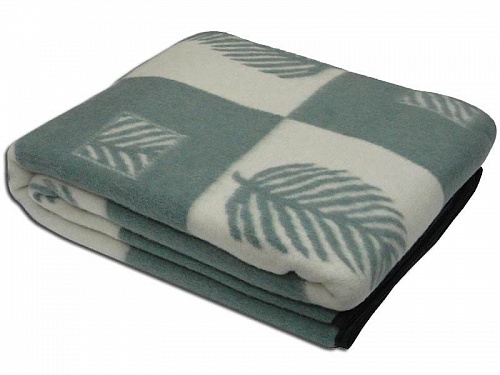 Одеяло из новозеландской шерсти "Лист" бел/олива размер 170*210 Влади