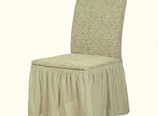 Чехлы Жаккардовые стрейч на стулья с оборкой 6 шт цвет KAR 002-13 Шампань арт. 404/506.013