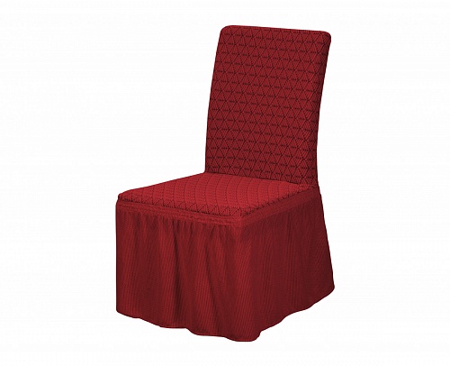 Чехлы стрейч на стулья с оборкой 6 шт цвет Asmina 05-Bordo арт. 396/506.005