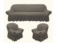 Еврочехлы стрейч на диван и кресла Жаккардовые С/О цвет KAR 016-11 Vizon арт. 786/311.011