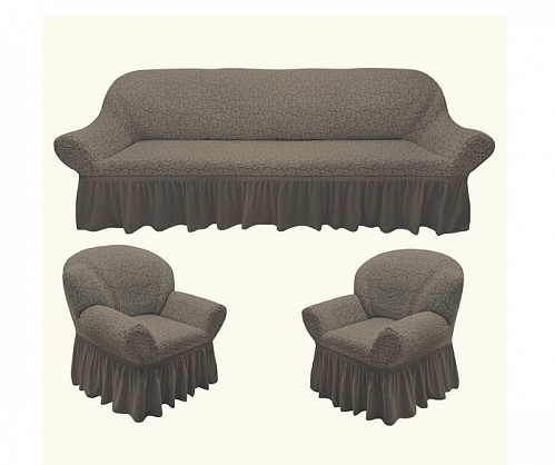 Еврочехлы стрейч на диван и кресла Жаккардовые С/О цвет KAR 016-11 Vizon арт. 786/311.011