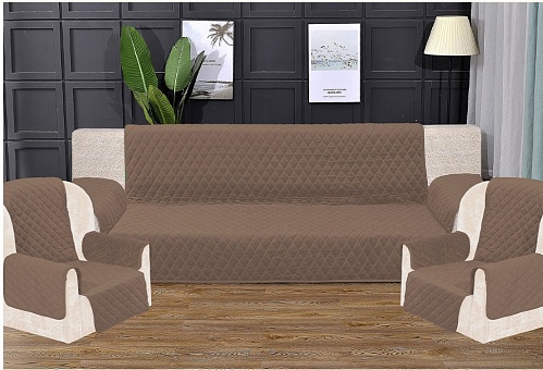 Комплект антискользящих на диван и два кресла +6 подлокотников Ромб Коричневый арт 838/180.2.6