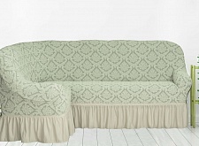 Еврочехлы стрейч на угловой диван Жаккардовые с оборкой цвет KAR 012-12 Sampanya арт. 651/400.012