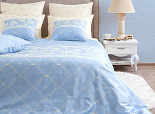 Постельное белье "Хлопковый Край" сатин "Луара" голубой 5465/1 размер 1,5 спальный