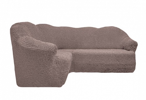 Чехол стрейч на угловой диван без оборки Цвет Какао