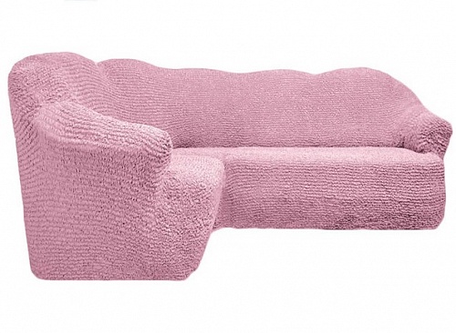 Чехол стрейч на угловой диван без оборки Цвет Розовый