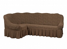 Еврочехлы стрейч на угловой диван Жаккардовые с оборкой цвет KAR 002-07 A.Kahve арт. 645/400.007