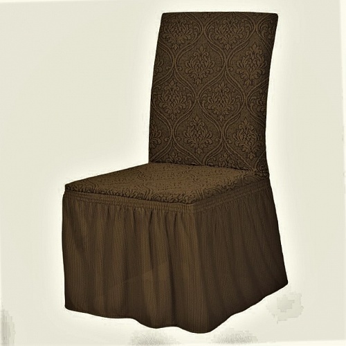 Чехлы Жаккардовые стрейч на стулья с оборкой 6 шт цвет KAR 010-07 A.Kahve арт. 536/506.007