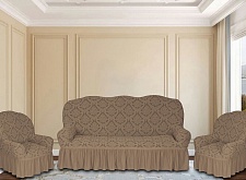 Еврочехлы стрейч на диван и кресла Жаккардовые С/О цвет KAR 012-01 Capicino арт. 628/311.001